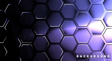 Abstract hexagon gradient colorful light pattern with a dark background techn Stock Illustration