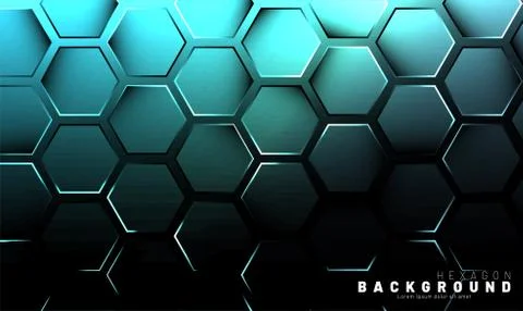 Abstract hexagon gradient colorful light pattern with a dark background techn Stock Illustration