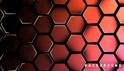 Abstract hexagon gradient colorful light pattern with a dark background techn Illustrazione stock