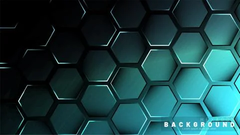 Abstract hexagon gradient colorful light pattern with a dark background techn Stock Illustration