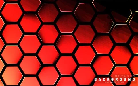 Abstract hexagon gradient colorful light pattern with a dark background techn Illustrazione stock