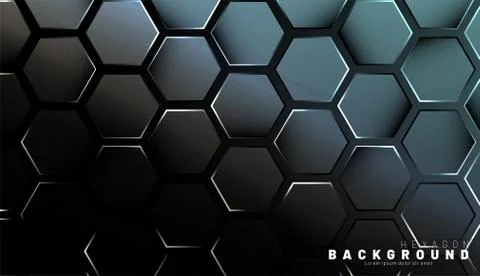 Abstract hexagon gradient colorful light pattern with a dark background techn Stock Illustration