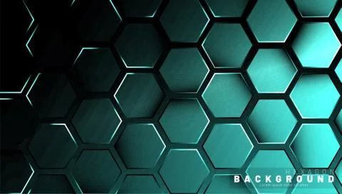 Abstract hexagon gradient colorful light pattern with a dark background techn Stock Illustration