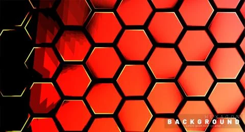 Abstract hexagon gradient colorful light pattern with a dark background techn Illustrazione stock