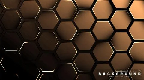 Abstract hexagon gradient colorful light pattern with a dark background techn Illustrazione stock