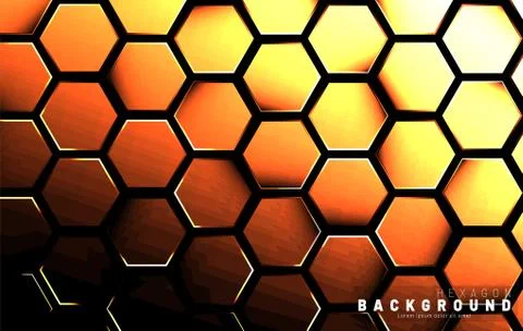 Abstract hexagon gradient colorful light pattern with a dark background techn Stock Illustration
