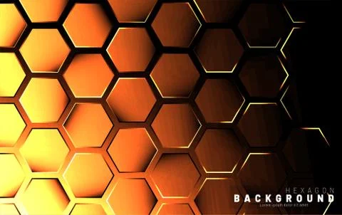 Abstract hexagon gradient colorful light pattern with a dark background techn Stock Illustration