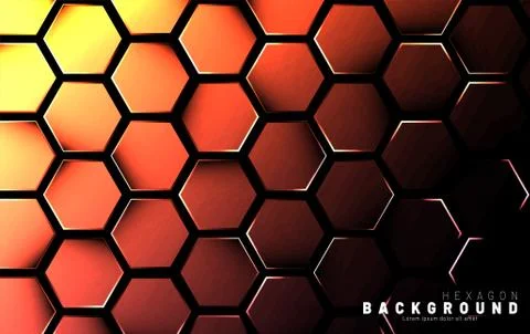 Abstract hexagon gradient colorful light pattern with a dark background techn Stock Illustration