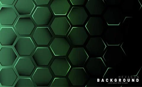 Abstract hexagon gradient colorful light pattern with a dark background techn Illustrazione stock