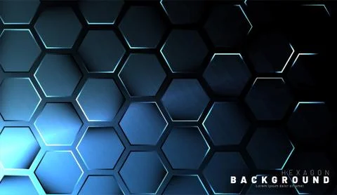 Abstract hexagon gradient colorful light pattern with a dark background techn Illustrazione stock