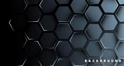 Abstract hexagon gradient colorful light pattern with a dark background techn Illustrazione stock