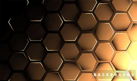Abstract hexagon gradient colorful light pattern with a dark background techn Stock Illustration