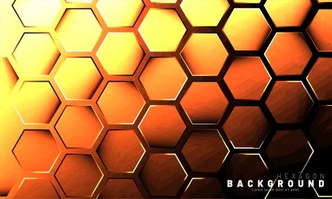 Abstract hexagon gradient colorful light pattern with a dark background techn Illustrazione stock