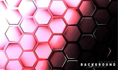 Abstract hexagon gradient colorful light pattern with a dark background techn Stock Illustration