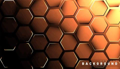 Abstract hexagon gradient colorful light pattern with a dark background techn Illustrazione stock