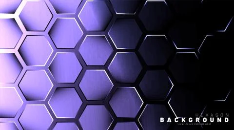 Abstract hexagon gradient colorful light pattern with a dark background techn Stock Illustration