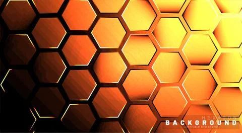 Abstract hexagon gradient colorful light pattern with a dark background techn Illustrazione stock