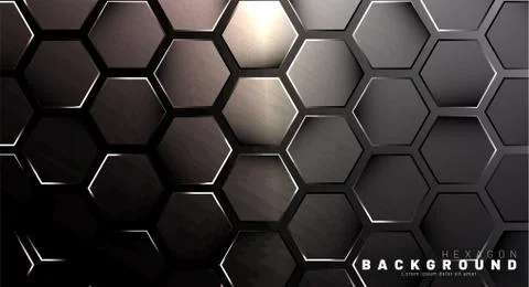 Abstract hexagon gradient colorful light pattern with a dark background techn Illustrazione stock
