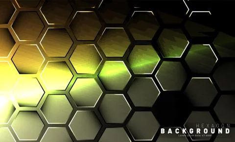 Abstract hexagon gradient colorful light pattern with a dark background techn Stock Illustration