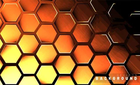 Abstract hexagon gradient colorful light pattern with a dark background techn Stock Illustration