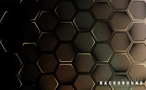 Abstract hexagon gradient colorful light pattern with a dark background techn Illustrazione stock