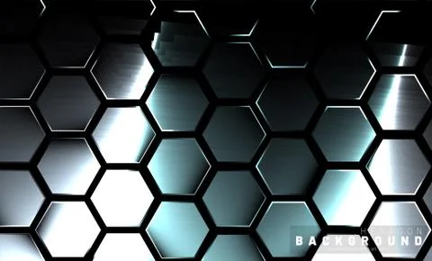 Abstract hexagon gradient colorful light pattern with a dark background techn Stock Illustration