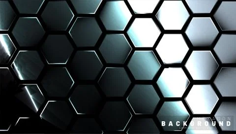 Abstract hexagon gradient colorful light pattern with a dark background techn Stock Illustration