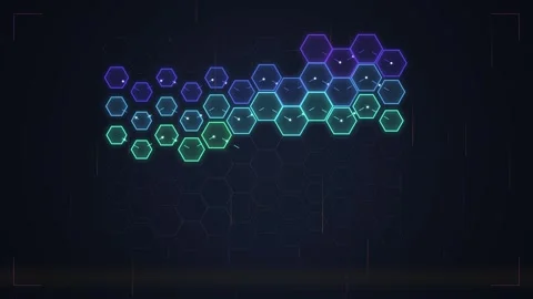 Abstract Hexagon Grid Animation: Digital Network, Data Flow, Futuristic Tec.. Stock Footage 348423385