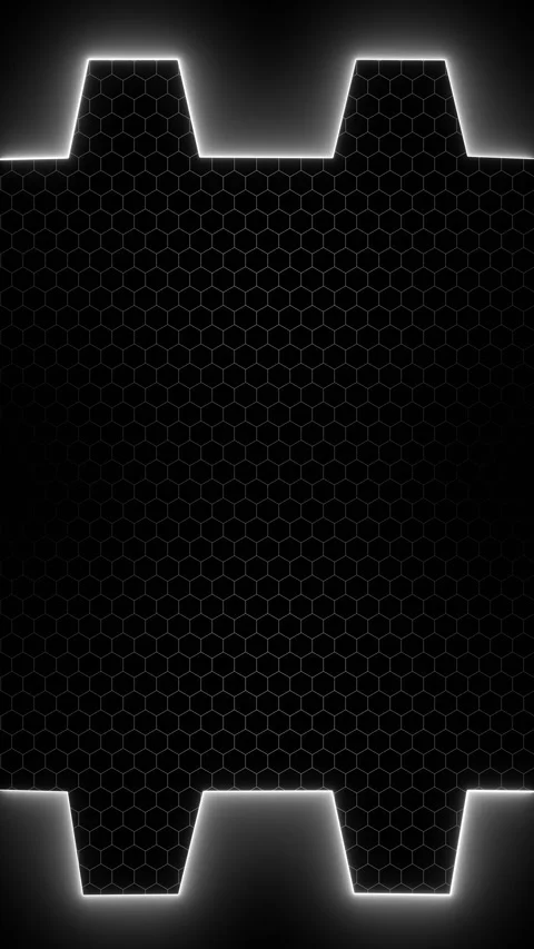 Abstract hexagon grid with glowing border on vertical background loop Stock Footage 336180249