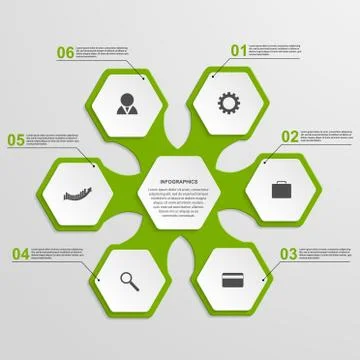 Abstract hexagon infographics template. Vector illustration. Stock Illustration