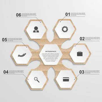 Abstract hexagon infographics template. Vector illustration. Illustrazione stock