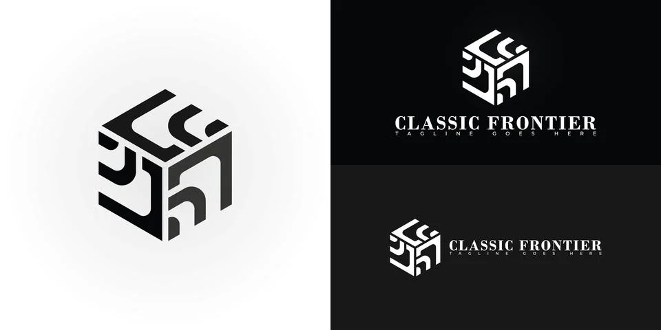 Abstract hexagon initial letter CF or FC in black color Stock Illustration