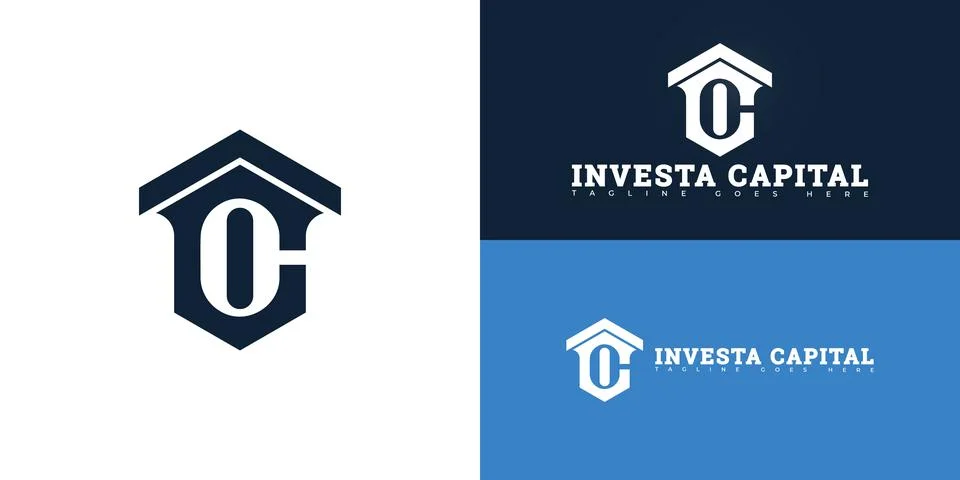 Abstract hexagon initial letter IC or CI in blue color Stock Illustration