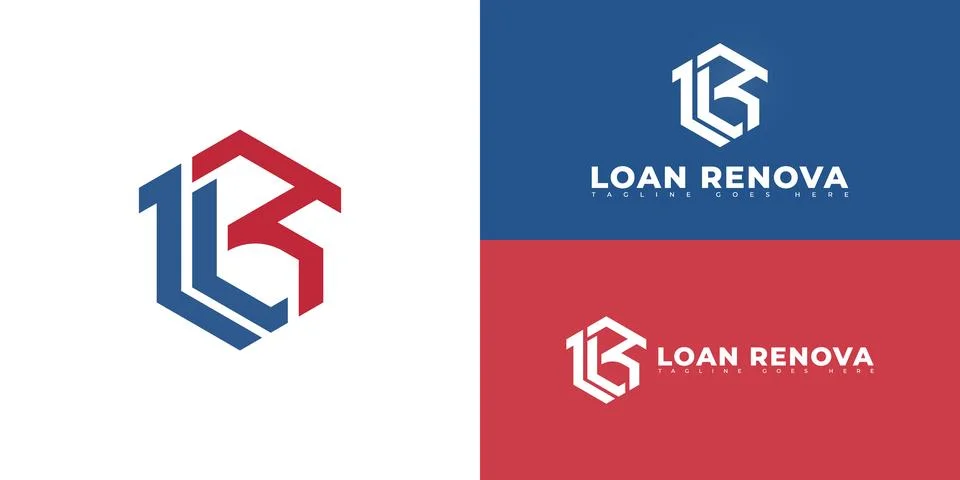 Abstract hexagon initial letter LR or RL in red-blue color Illustrazione stock