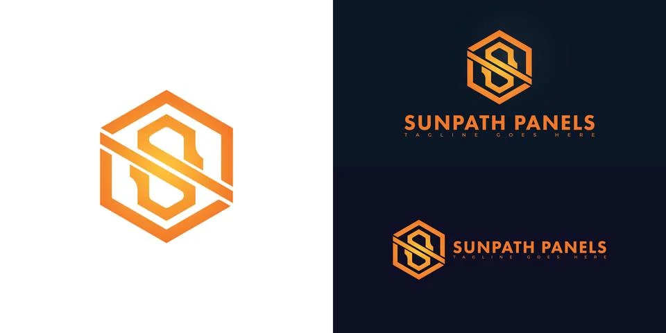 Abstract hexagon initial letter SP or PS in orange color Illustrazione stock