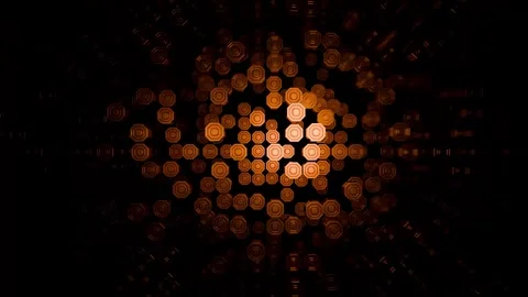Abstract Hexagon Light Pattern: Orange and Brown Digital Art Stock Footage 306363394