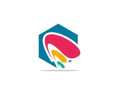 Abstract hexagon logo design Ilustración de archivo