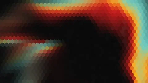 Abstract hexagon mosaic background with dark center and vibrant gradient border Stock Illustration