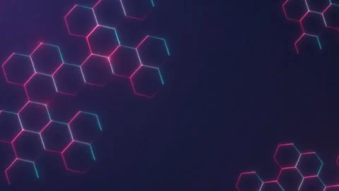 Abstract Hexagon neon glowing light, bright pattern waving  animation 4k. 動画素材 249523443