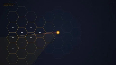 Abstract Hexagon Network Connection with Glowing Dot and Data Flow on Dark .. Stock Footage 348572438