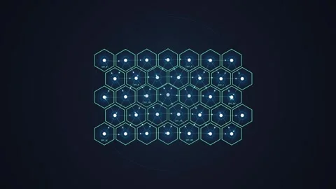 Abstract Hexagon Network Grid Animation, Futuristic Technology and Data Con.. Stock Footage 348416120