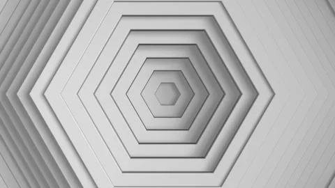 Abstract hexagon with offset effect. Animation of white pure hex rings. Abstract Video stock 152348687