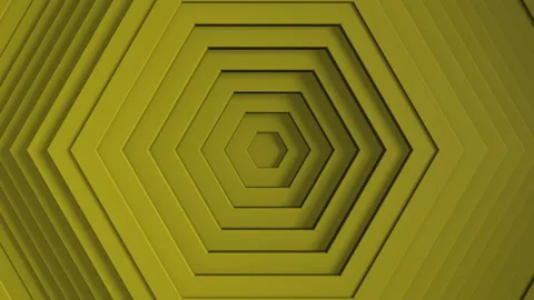 Abstract hexagon with offset effect. Animation of yellow pure hex rings. Abstrac Stock Footage 152349595