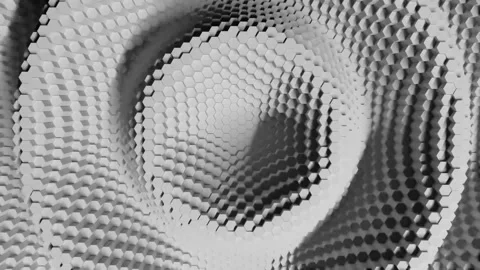 Abstract hexagon with offset effect. Animation of white pure hex rings. Abstract Stock Footage 154681723