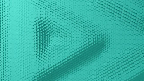 Abstract hexagon with offset effect. Animation of turquoise pure hex rings. Abst Video stock 154848860