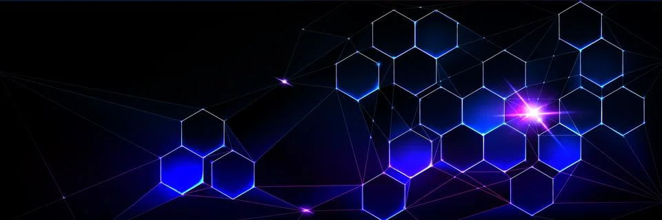 Abstract hexagon pattern on black background Stock Illustration