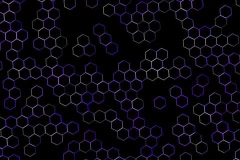 Abstract hexagon pattern with black background and blue accents Stock Illustration