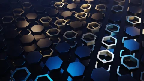 Abstract Hexagon Pattern in Blue and Silver Stock Footage 304455397