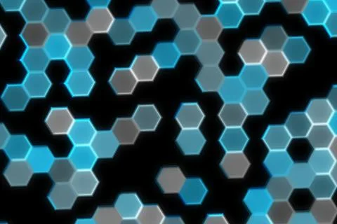 Abstract hexagon pattern with blue, gray, and black colors Stock Illustration