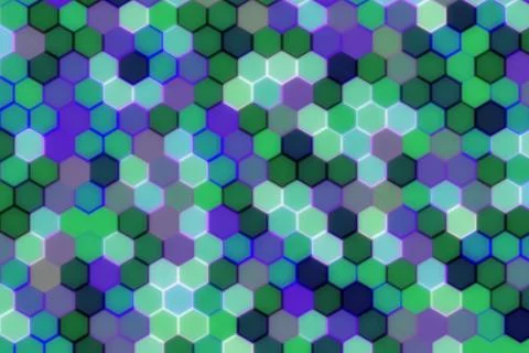 Abstract hexagon pattern with blue green shades Stock Photos